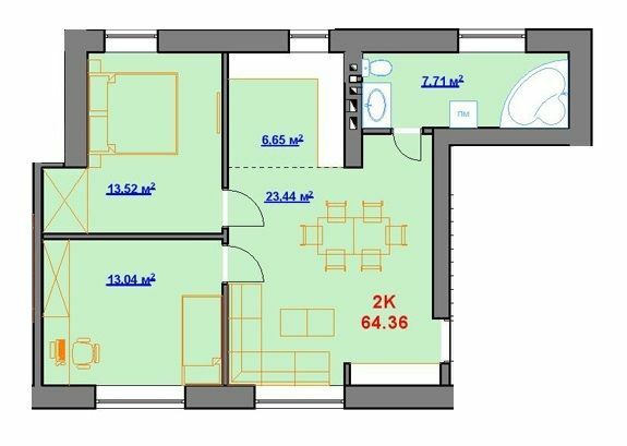 2-кімнатна 64.36 м² в ЖК на пл. Шептицького, 8 від 18 200 грн/м², м. Калуш