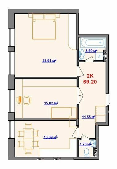 2-комнатная 69.2 м² в ЖК на пл. Шептицького, 8 от 18 200 грн/м², г. Калуш