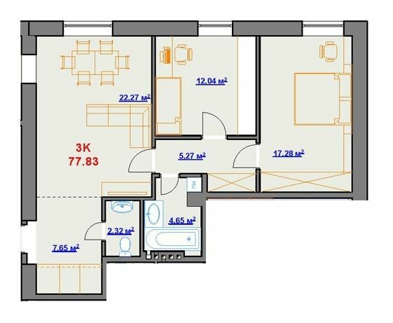 3-комнатная 77.83 м² в ЖК на пл. Шептицького, 8 от 18 200 грн/м², г. Калуш