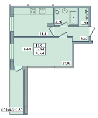 1-кімнатна 40.64 м² в ЖК Platinum Residence від 32 950 грн/м², Одеса