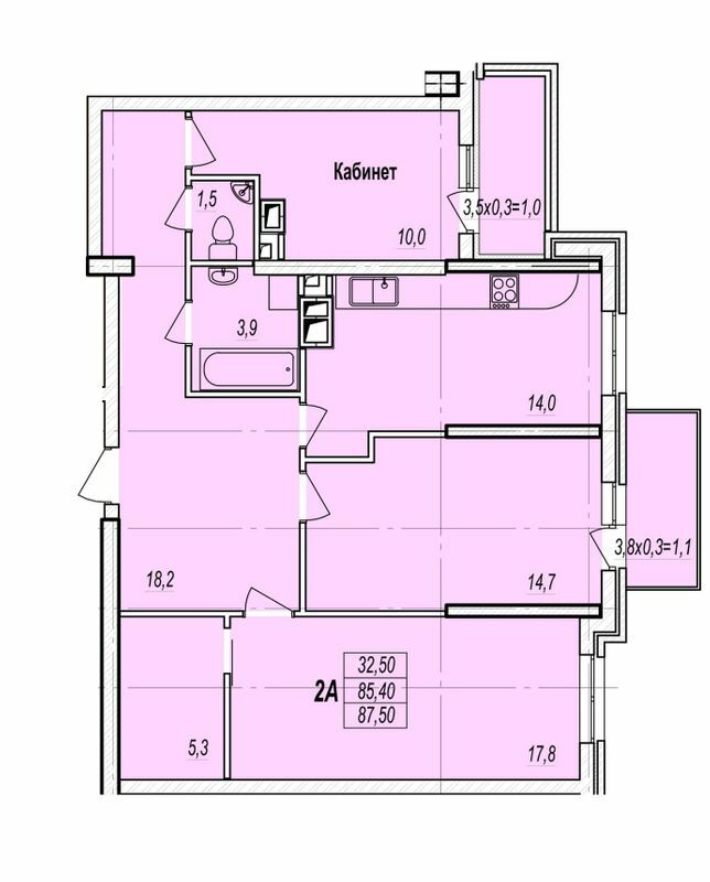 2-комнатная 87.5 м² в ЖК Дмитриевский от застройщика, Одесса