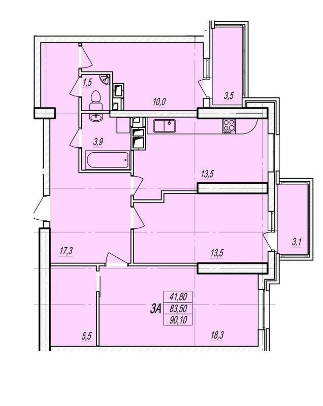 3-кімнатна 90.1 м² в ЖК Дмитрівський від забудовника, Одеса