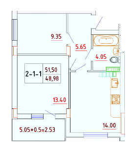 2-комнатная 48.98 м² в ЖК Smart City от 24 050 грн/м², с. Крыжановка