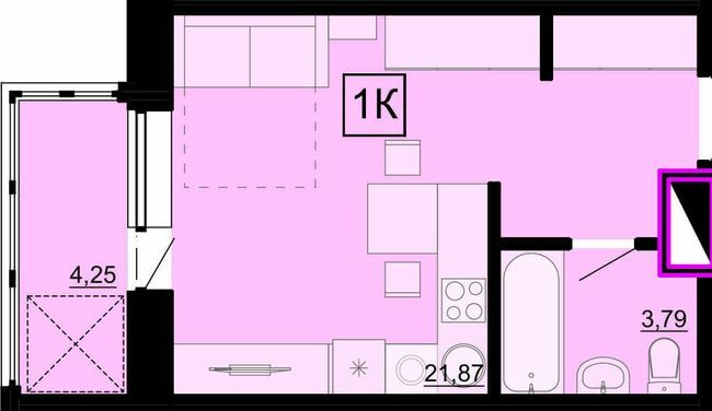 1-комнатная 29.22 м² в ЖК Акварель-4 от 22 050 грн/м², Одесса
