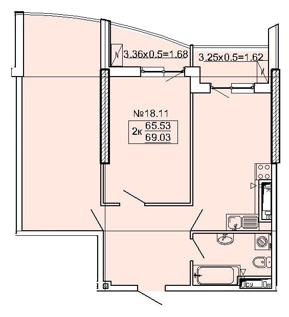 2-комнатная 69.03 м² в ЖК Корфу от 33 400 грн/м², Одесса