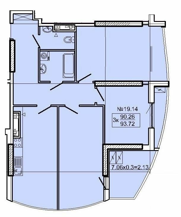 3-комнатная 93.72 м² в ЖК Корфу от 35 700 грн/м², Одесса