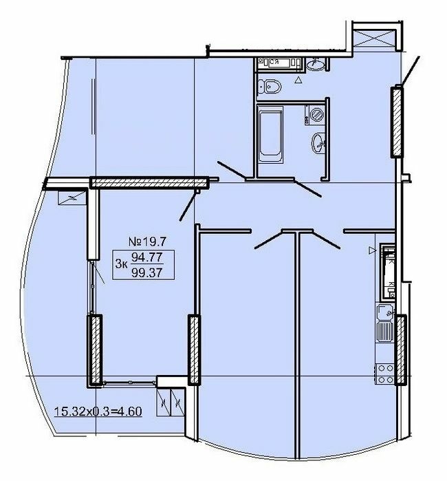 3-комнатная 99.37 м² в ЖК Корфу от 35 700 грн/м², Одесса