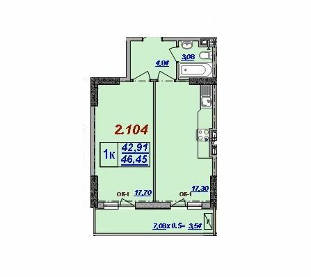 1-кімнатна 46.45 м² в ЖК Мілос від 29 650 грн/м², Одеса