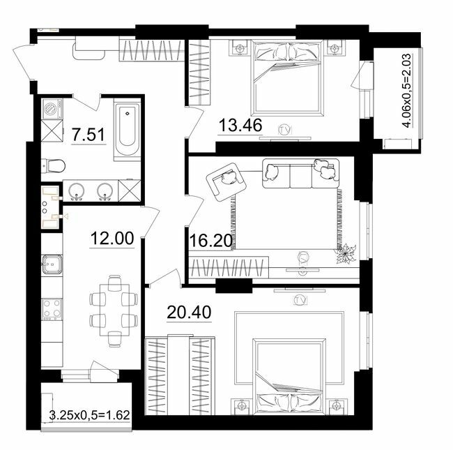 3-комнатная 88.43 м² в ЖК Посейдон от 21 650 грн/м², Одесса