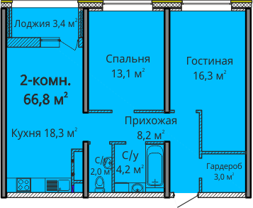 2-комнатная 66.8 м² в ЖК Альтаир 3 от 26 400 грн/м², Одесса