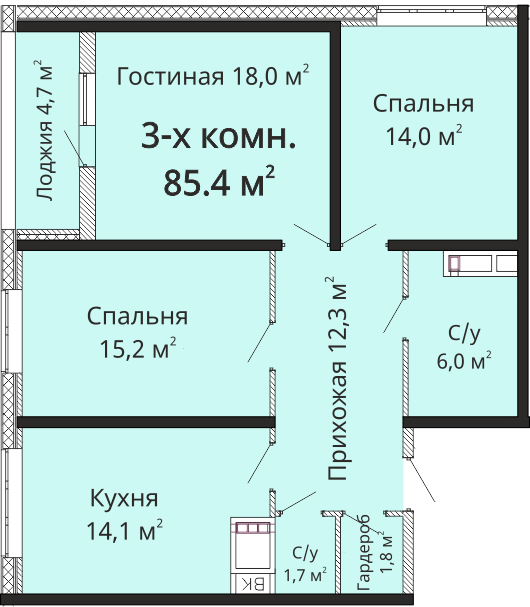 3-комнатная 85.4 м² в ЖК Горизонт от 21 400 грн/м², Одесса