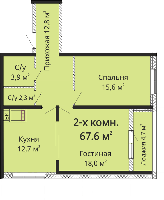 2-кімнатна 67.1 м² в ЖК Омега від 23 500 грн/м², Одеса