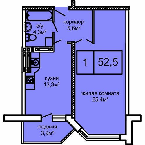 1-кімнатна 52.5 м² в ЖК Вернісаж від 21 100 грн/м², Одеса