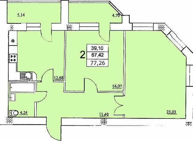 2-комнатная 77.26 м² в ЖК на Ефимова от 18 500 грн/м², Одесса