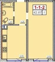 1-комнатная 42.87 м² в ЖК Сорок девятая жемчужина от застройщика, Одесса