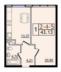 1-комнатная 43.13 м² в ЖК Пятьдесят четвертая жемчужина от 18 050 грн/м², с. Крыжановка