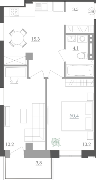 2-комнатная 50.4 м² в ЖК Дом на Мещанской от 29 350 грн/м², Одесса