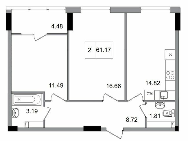 2-кімнатна 61.17 м² в ЖМ ARTVILLE від 17 950 грн/м², смт Авангард