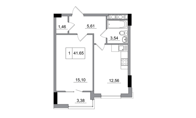 1-комнатная 41.65 м² в ЖГ ARTVILLE от 21 300 грн/м², пгт Авангард
