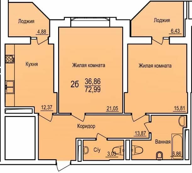 2-кімнатна 72.99 м² в ЖБК Співаючий фонтан від 24 000 грн/м², Одеса