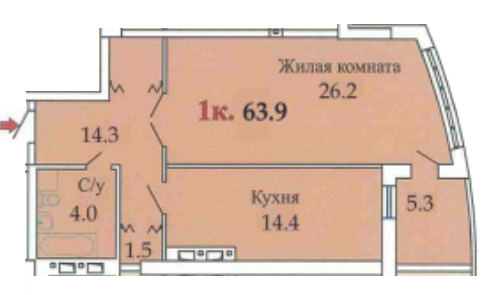 1-кімнатна 63.9 м² в ЖК Одісей від забудовника, Одеса
