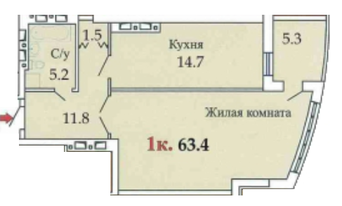 1-кімнатна 63.4 м² в ЖК Одісей від забудовника, Одеса