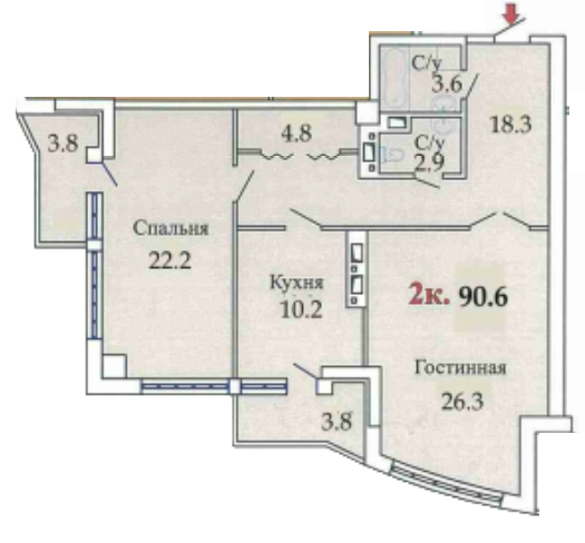 2-кімнатна 90.6 м² в ЖК Одісей від забудовника, Одеса