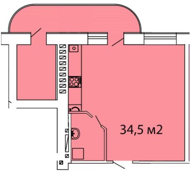 1-кімнатна 34.5 м² в ЖК Теплий дім від 13 500 грн/м², с. Крижанівка