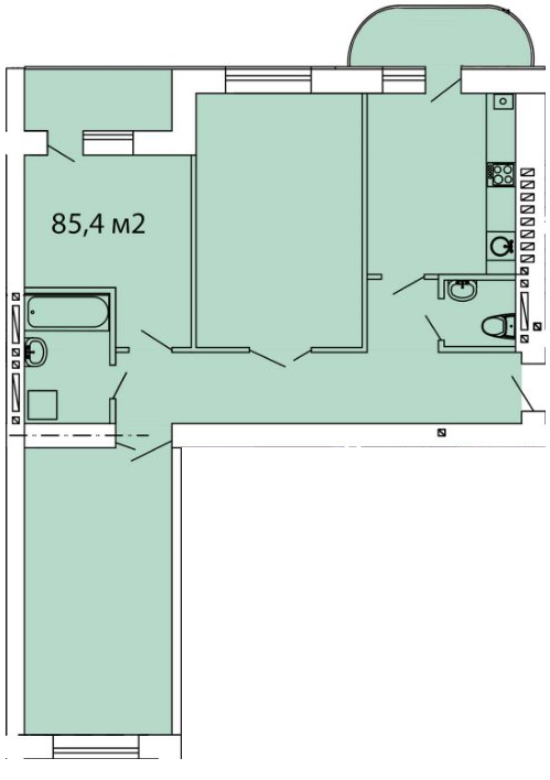 3-кімнатна 85.4 м² в ЖК Теплий дім від 13 200 грн/м², с. Крижанівка