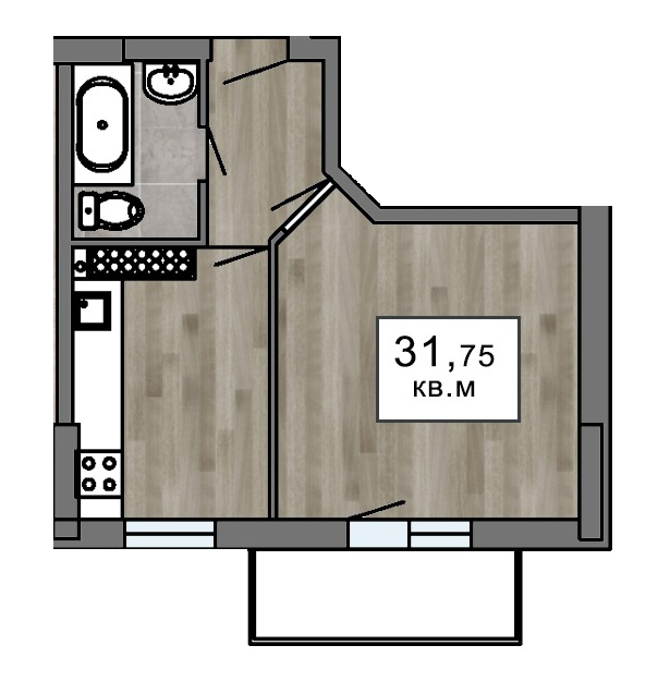 1-комнатная 31.75 м² в ЖК Клубный 7 от 25 550 грн/м², Одесса