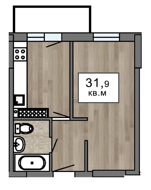 1-комнатная 31.9 м² в ЖК Клубный 7 от 25 550 грн/м², Одесса