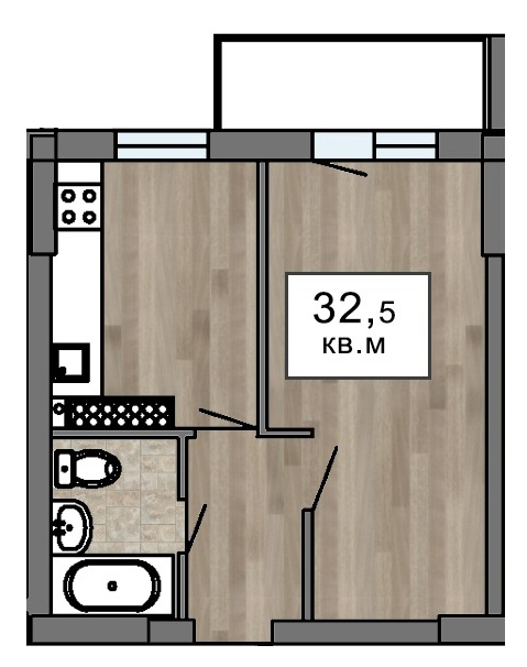 1-комнатная 32.5 м² в ЖК Клубный 7 от 25 550 грн/м², Одесса