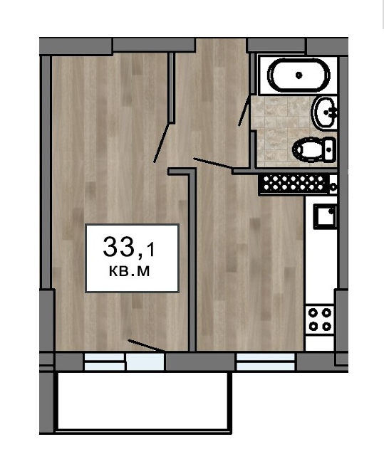 1-комнатная 33.1 м² в ЖК Клубный 7 от 18 850 грн/м², Одесса