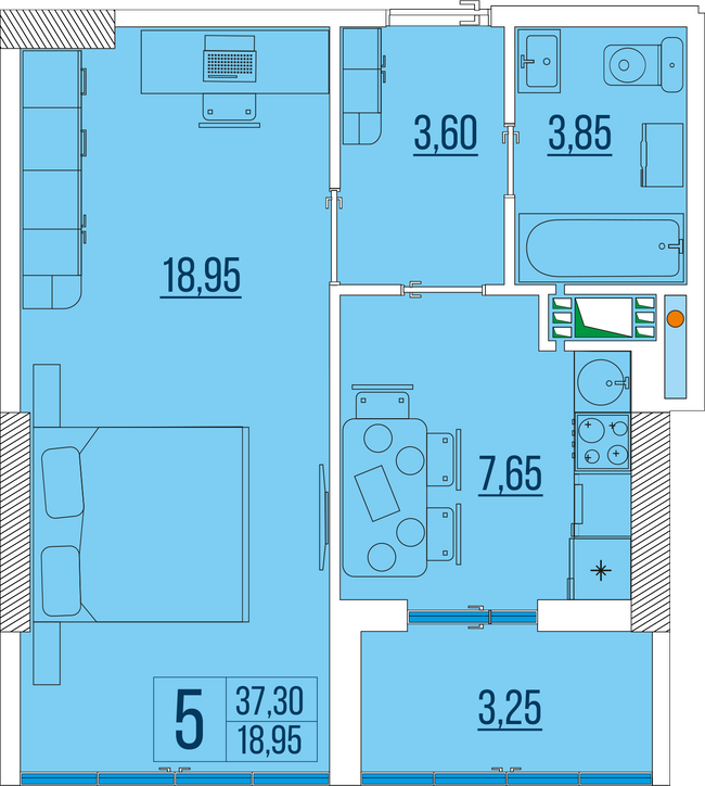 1-комнатная 37.3 м² в ЖК Бульвар Акаций от 23 700 грн/м², Одесса