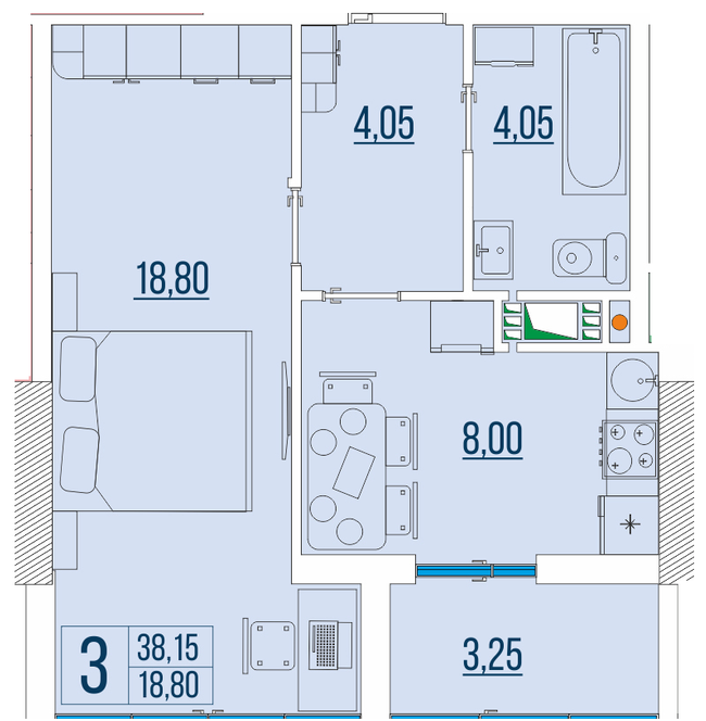 1-комнатная 38.15 м² в ЖК Бульвар Акаций от 20 850 грн/м², Одесса