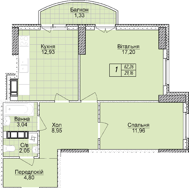 2-кімнатна 62.26 м² в ЖК Башни Фонтана від 21 200 грн/м², Одеса