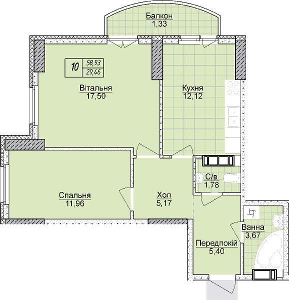 2-кімнатна 58.93 м² в ЖК Башни Фонтана від 21 200 грн/м², Одеса