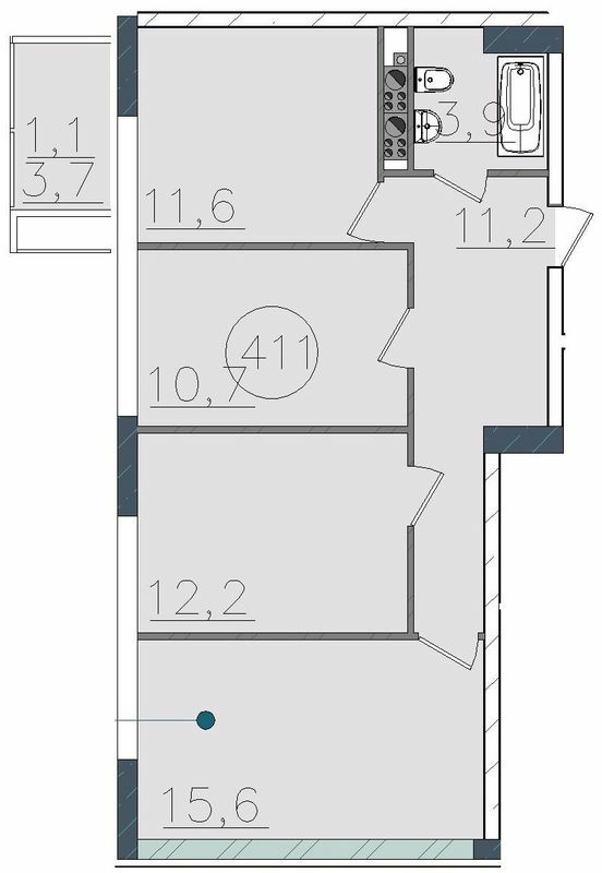 3-кімнатна 66.3 м² в ЖК Пространство на Тульской від 23 700 грн/м², Одеса