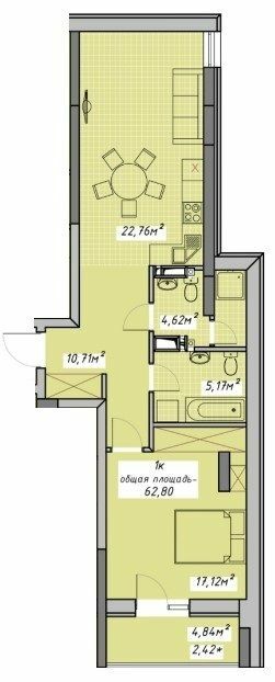 1-кімнатна 62.8 м² в ЖК Otrada Sky від забудовника, Одеса