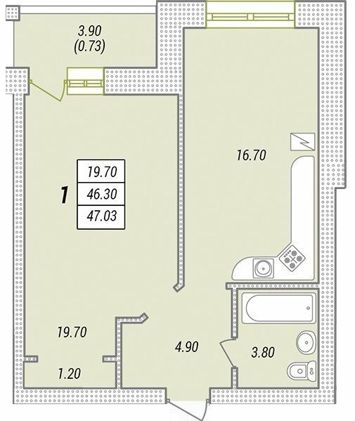 1-комнатная 47.03 м² в ЖК Парк Совиньон от 19 600 грн/м², пгт Таирово