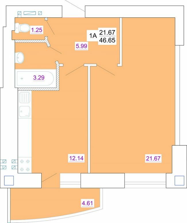 1-комнатная 46.65 м² в ЖК Одесский двор от 13 950 грн/м², Одесса