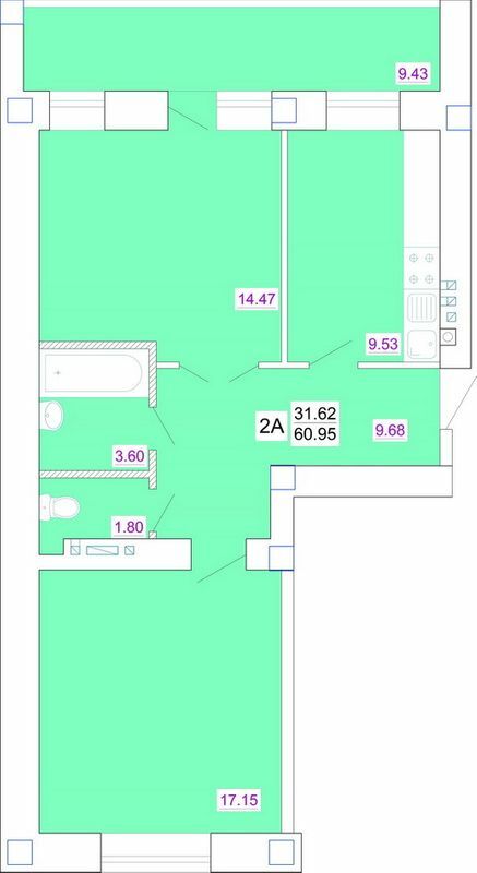 2-комнатная 60.95 м² в ЖК Одесский двор от 12 950 грн/м², Одесса