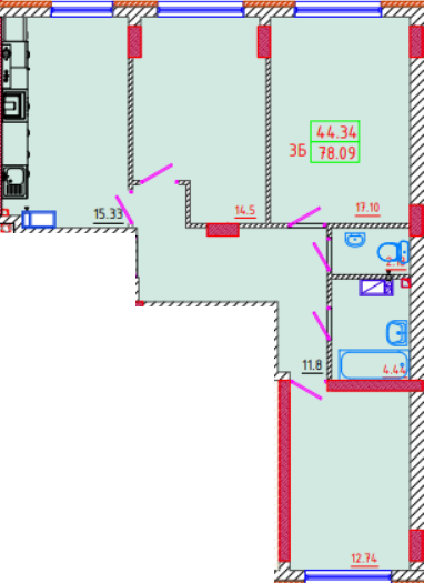 3-комнатная 78.09 м² в ЖК Цветной бульвар от 16 950 грн/м², г. Черноморск