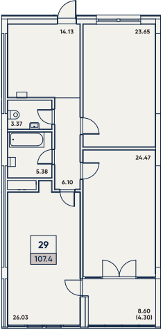 2-комнатная 107.4 м² в КД Сапфир от 38 200 грн/м², Одесса