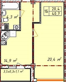 1-комнатная 40.7 м² в ЖК Comfort Hall от 23 885 грн/м², Одесса