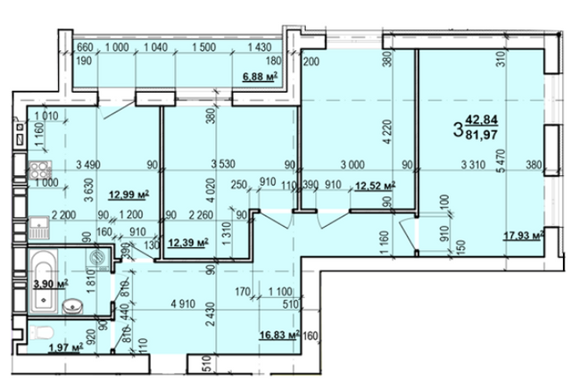 3-кімнатна 81.97 м² в ЖК Миру-2 від забудовника, Харків