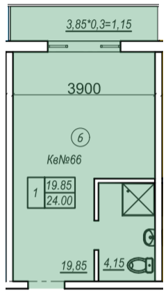 1-кімнатна 24 м² в ЖК Олімпієць від 28 300 грн/м², Одеса