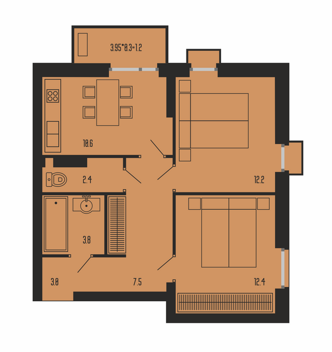 2-комнатная 53.7 м² в ЖК Бисквитный от 24 050 грн/м², Одесса