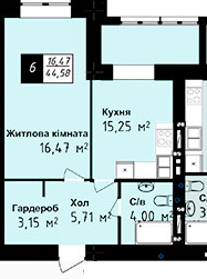 1-кімнатна 44.58 м² в ЖК Sea Town від 21 200 грн/м², Одеса