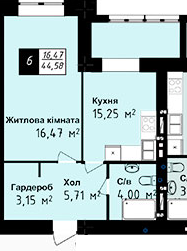 1-комнатная 44.58 м² в ЖК Sea Town от 21 200 грн/м², Одесса